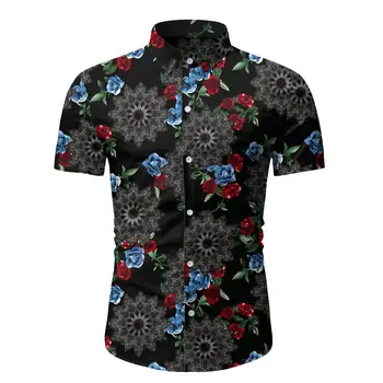 črno modre srajce Moške 2020 Nov Modni Bombaž Kratka Sleeved Poletje Casual Moški Majica camisa masculina Mens Obleko Majice