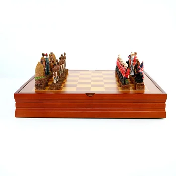 Šah Nastavite Temo Anglo Zulu Vojne Šah Določa Smolo Lutka Šahovske Figure Lesene plošče Otrok Igra Chess Set Luksuzni Tematskih Šah