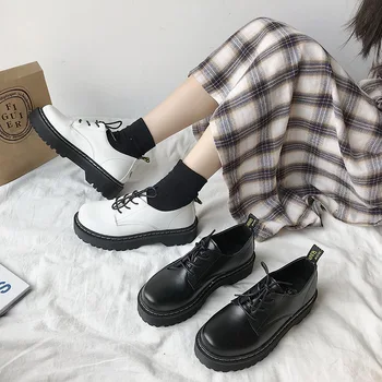 Ženske Britanski čevlji 2019 nove divje debelo dno retro črno Japonski jk spomladi in jeseni čevlji z krilo