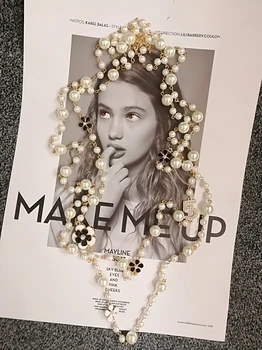 ženske camellia dolgo obeski večplastna biserna ogrlica, ki collares de moda 2020 dopisom Št 5 cvet stranka nakit