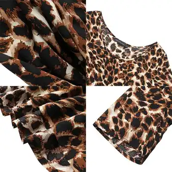 Ženske Leopard Tiskanja Maxi Obleko ZANZEA 2021 Seksi Poletne Sundress Eleganten Dolg Vesitdos Ženski Kratek Rokav Haljo Plus Velikost 5XL 7