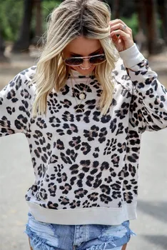 Ženske Leopard Tiskanja Sweatshirts Jeseni Harajuku Dolg Rokav Vrh Hoodies Hipster Luksuzni Ženski Puloverji Koreja Majica Plus Velikost