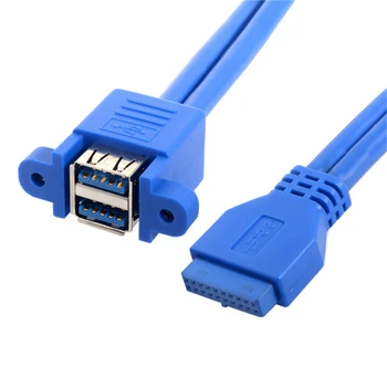 0,5 M 20pin USB 3.0 na Dvojni USB 3.0 Ženski Dvojni USB3.0 2 port, da 19pin Ženski Motherboard Gori dvojčka kabel Adapter z vijakom