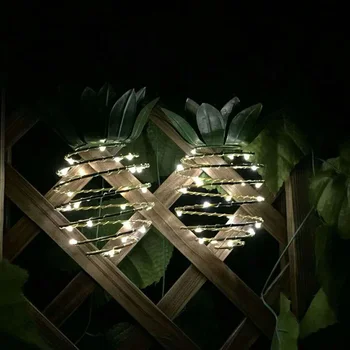 1-4Pcs LED Sončne Prostem Vrt Nepremočljiva Ananas Obliko svetlobo na Prostem Stenska Svetilka Pravljice Nočne Luči Železne Žice Umetnosti Doma Dekor