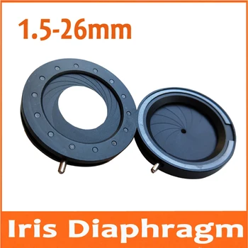 1.5-26 MM Zoom Optični Iris Diaphragm Zaslonke Kondenzatorja Svetlobe Regulator s 14 Rezila za Digitalni Fotoaparat Mikroskop Adapter