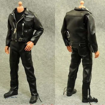 1/6 Arnold Schwarzenegger Črno Usnjeno Jakno Kostum, Obleke Set Model Lokomotive Različica Igrača fit 12