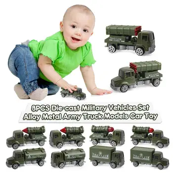 1:64 5PCS Die-cast Vojaških Vozil Nastavite Zlitine Kovin, Mini Army Truck Modele Igrača Avto