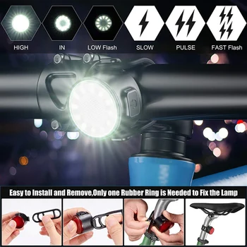 1 Nastavite LED Kolo Svetlobe 800LM MTB Cestno Kolo Sprednje In Zadnje Luči USB Polnilne Kolesarjenje Glavo Razsvetljavo Rep Lučka Opozori Utripa