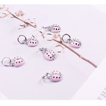 1 PC Srečen Roza Ladybug obesek spusti olje obrti diamant encrusted temperament ženska moda