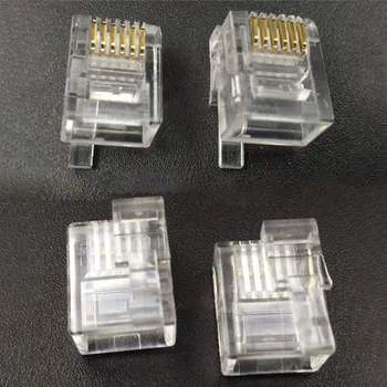 10-100 kozarcev RJ12 Šest-core Kristalno Jasno glavo 6P6C pravico Sponke Položaj Primerni za NXT EV3 Tehnika MOC Bloki Deli DIY Igrače Darila