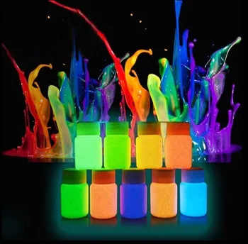 100 g/veliko Svetilnostjo Pigment v Prahu, Fosfor ,photoluminescent Pigment 10 ColorsX10g Svetijo Ponoči Premazom laka, zaradi Česar