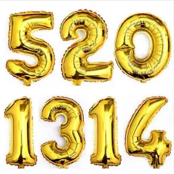 100 kos/veliko 40 cm 0-9 zlata/srebrna folija število baloni za rojstni dan svate, dekoracijo helij napihljivi balon