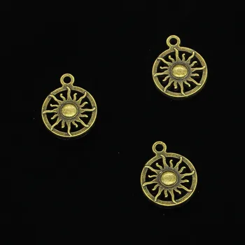 100 kozarcev Antično Bronasto Prekrita sonce sunburst čarobne gumbe za Nakit, Izdelava DIY Ročno izdelani Obeski 16 mm