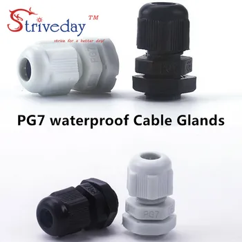 100 kozarcev/veliko Bela/Črna PG7 Najlon kabel žleze Napeljave Pribor priključek za kabel nepremočljiva
