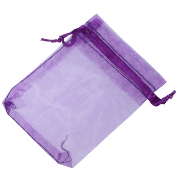 100 Temno Vijolična Organza Poroko Korist Candy Bag Nakit Organzer Torbica 7 cm x 9 cm