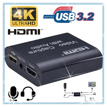 1080P 4K HDMI Video Naprave za Zajemanje HDMI, USB 3.0 Video Capture Card z 3,5 mm Stereo Izhod za PC OBS Živo