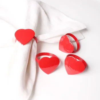 10pcs Velike rdeče obliki srca Valentinovo napkin sponke napkin obroč napkin obroč usta krpo krogov
