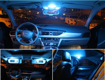 11pcs Bel Avto Notranjosti, LED Žarnice, Komplet Za VW Golf 6 MK6 GTI 2010-Spredaj/Zadaj Dome Branje Lučka led modra, roza