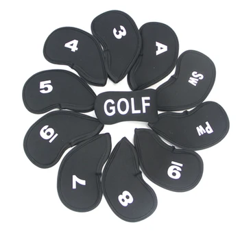 11Pcs/Nastavite Črno Golf Železa Glavo Kritje Zaščitnik Golf Palico Glavo Klobuk Obleko Dodatki za Golf