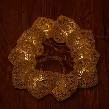 120 cm 10 LED Toplo Bela Kovinski Ljubezen Srce Oblika Svetlobe Žica Zunanji Božič Vrt svate, Dekoracijo Pravljice Niz Svetlobe