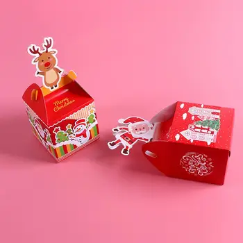 12PCS Božič Korist Škatle Z Hanlde Dekorativni Papir za Čokolado Imetniki Sladkarije Posode Darilo Zaviti Škatle Za Pakiranje Stranka