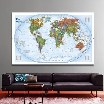 150x100 Non-woven Zemljevid Zemljevid Sveta s Pomembnimi Mesti iz Različnih Držav Označena brez Nacionalne Zastave za Dom Dekor