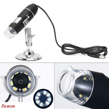 1600X USB Digitalni Mikroskop Fotoaparat Endoskop 8LED Lupo s Kovinsko Stojalo