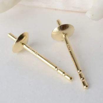 18k zlato AU750 earstuds z noge kape, pristen 18 karat zlata delovnih mest za pol-izvrtane pearl noge stud uhani DIY