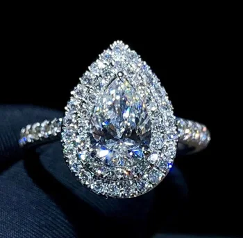 18K Zlato obroč 1ct D barvo VVS Moissanite Diamantni Prstan Poročni prstan Z nacionalnim spričevalom