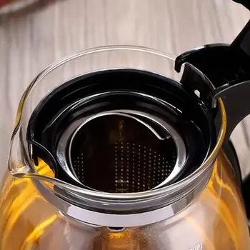 1pc 2000ml Gospodinjski Čaj Steklo Čajnik iz Nerjavečega Jekla Filter Ročaj Toplotno Odporno Steklo Čajnik(Black)