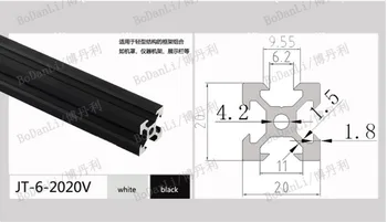 1pc 500mm Aluminij Profil Evropski Standard Black 2020 V Terminu Aluminij Profil Ekstrudiranje Okvir Za CNC 3D Tiskalniki Laserski Stojalo