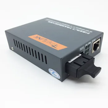 1PCS 10/100/1000Base Netlink HTB-GM-03-AB simplex Dvojno Fiber Optic 2 KM RJ45 Enternet Optični Pretvornik pretvornik oddajnik in sprejemnik