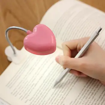 1pcs Moda Mini Branje Lučka Srce Oblika Prenosni Računalnik Roza LED Knjiga Branje Namizno Luč Vid Knjiga Svetlobe