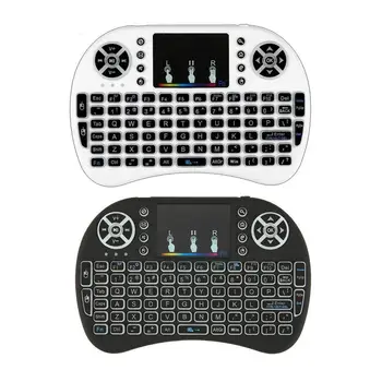 2,4 GHz Mini Brezžična Remote Keyboard z Sledilno Miško za Android TV Box Pisane LED Osvetlitvijo Baterije Li-ionska Baterija