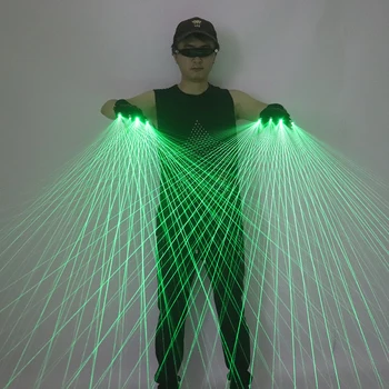 2 v 1 Zeleni Laser Rokavice DJ Pevka Bar, nočni klub Laser Show Rekviziti LED Robot Mehanske Multi-ray Rokavice