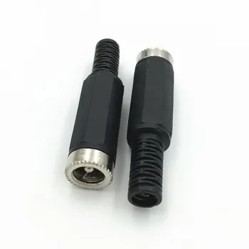 200Pcs 5.5 x 2.1 mm / 5.5 x 2,5 mm DC Napajanje Ženski Jack Adapter Vtičnice Priključek Črni Plastični Ročaj