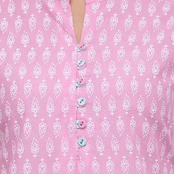 2019 Nov Slog Indija Modna Ženska Etnične Stilov Tiskanje Kostum Bombaž Kurtas Pomlad Poletje Roza Obleko Lepa Gospa Dolgo Vrh