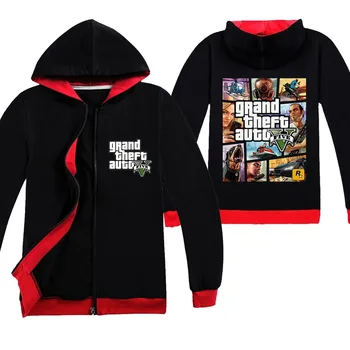 2020 Grand Theft Auto V Dekliška Oblačila roupas Gta 5 Risanka Zadrgo Sweatshirts otroška Oblačila Dečke Dolg Rokav Vrhovi Majice