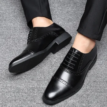 2020 Moda Človek Formalno Čevlji Visoke Kakovosti Dihanje PU Usnje Osebnost Moških Poslovno Obleko Loafers Oxford Poročni Čevlji