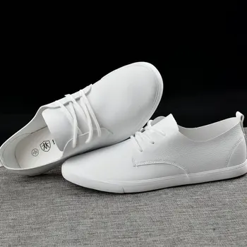 2020 Modne blagovne Znamke Moških Priložnostne Čevlji Pravega Usnja Moški Čevlji Čipke-up Dihanje Mehke Bele Superge Priložnostne Stanovanj Moških Loafer