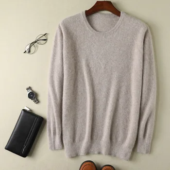 2020 Nov Modni Dvojno zadebelitev svoboden O-vratu Mink kašmir pulover z dolgimi rokavi plesti pulover trdna puloverji moški zgornji deli oblačil