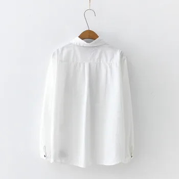 2020 Nove Bele Ženske Bluze Bombaž Moda Majice Z Dolgimi Rokavi Pomlad Risanka Kravato Prosti Čas Preppy Plus Velikost Dame Vrhovi 7439