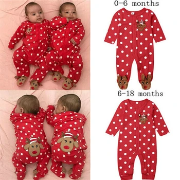 2020 Nove božič baby boy dekleta romper dolgimi rokavi za malčke newborn baby pismo romper prva otroška oblačila rdeče barve