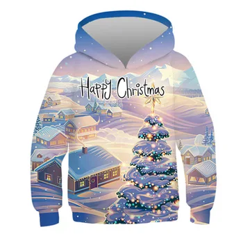 2020 Nove Božič Fantje jopiči za dekleta, otroci Kapičastih pulover Jeseni, Pozimi, tiskanje Otrok kapičastih pulover 8-12T Božič