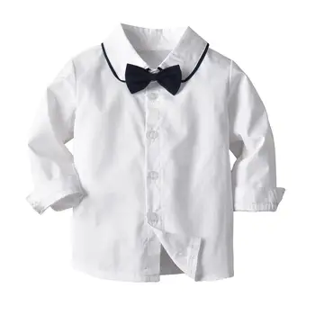 2020 Nove Jesensko Otrok Fantje Oblačila Sklop Belo Srajco s kravato Loka+Suspender Hlače, Gospod 2Pcs Obleke, Fantje, Otroci Oblačila