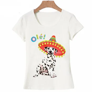 2020 nove poletne ženske t-shirt moda Fiesta Dalmatinskih T-Shirt luštna punca priložnostne Vrhovi ženski Tee hipster pes print Majica s kratkimi rokavi