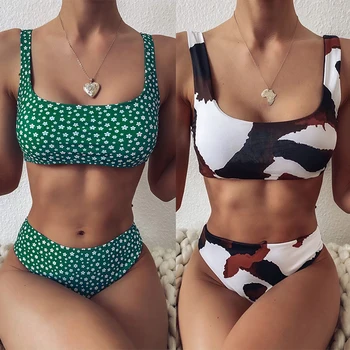 2020 Nove Seksi Bikini Komplet Kopalke Ženske Trdna Pletenje Kopalke Ženske Poletje, Plavanje Kopalcev Kopalnih oblek Plaža Obrabe Biquini
