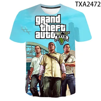 2020 Novo 3D Tiskanja Grand Theft Auto Igro Gta 4/5 Natisne Majica s kratkimi rokavi Moški Ženske Otroci T-Shirt Kratek Rokav Fant Dekle Otroci Vrhovi Tees