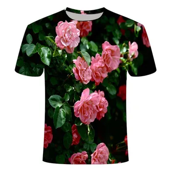 2020 novo 3d tiskanje cvet T-shirt tiskanje T-shirt je T-shirt priložnostne T-shirt krog vratu rock vrh
