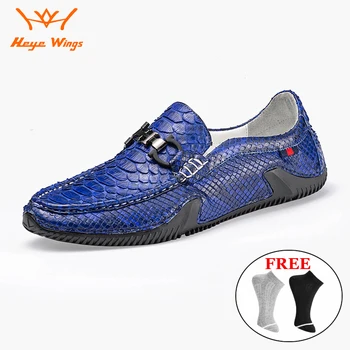 2020 novo obliko moške vožnjo čevlji modre barve visoke kakovosti Python kože vzročno čevlji za modo človek